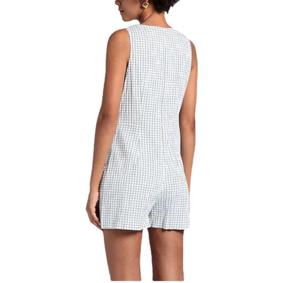 Club Monaco Cahdell Checked Romper White Size 00 - Picture 2 of 6